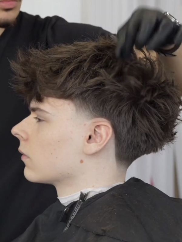 Low Taper Fade Messy Fringe