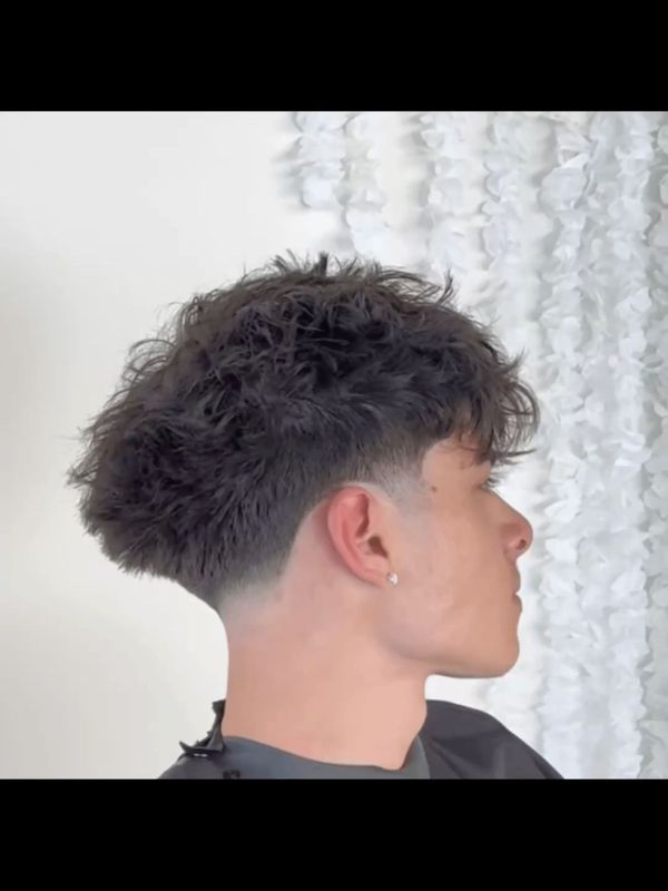 Low Taper Fade Thick Fringe