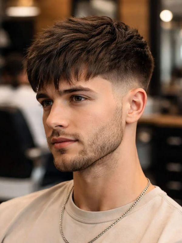 low Taper Fade Fringe with Beard