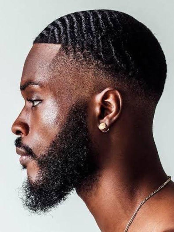 Low Fade Afro with Part
