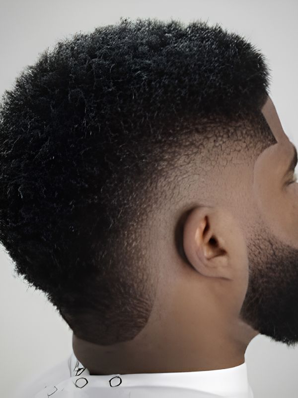 Low Taper Fade Black Burst Haircut