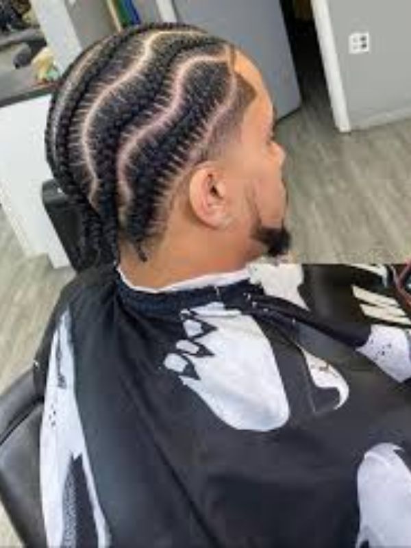 Low Taper Fade Black Cornrows