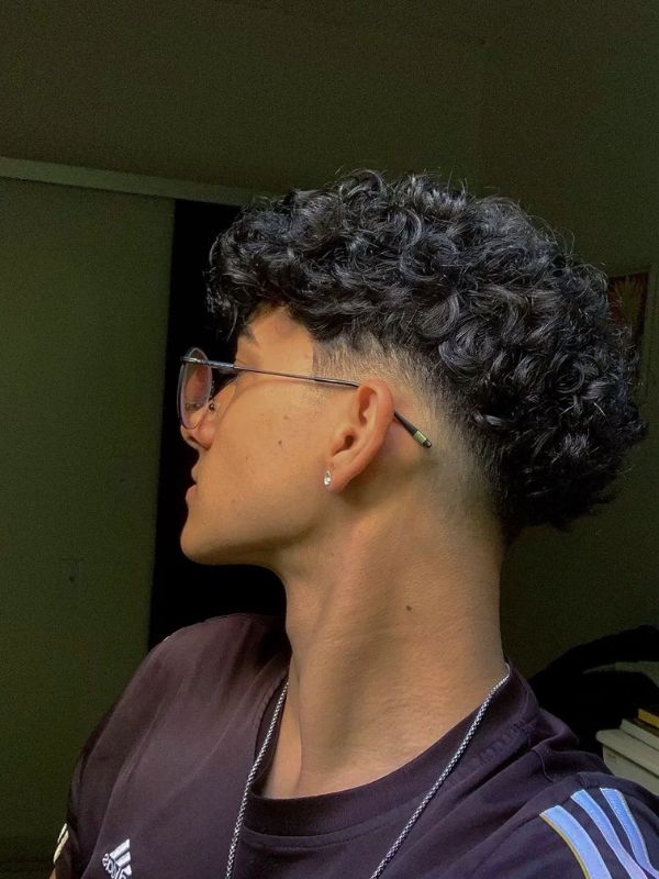 Low Taper Fade Curly Hair Wolf Cut