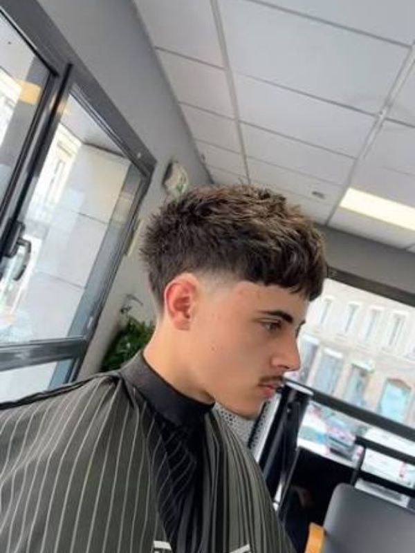 Low Taper Fade Messy French Crop