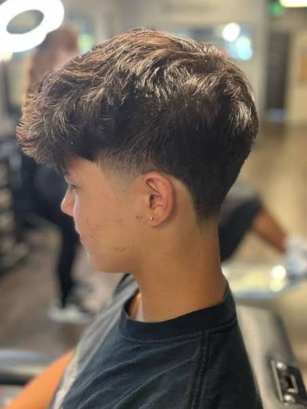 Low Taper Fade Straight Hair Textured Fringe