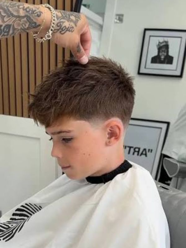 Textured Fringe with Low Taper Fade