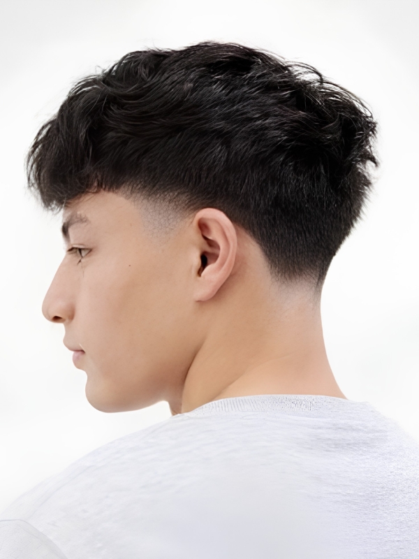 Asian Low Taper Fade With Textured Top