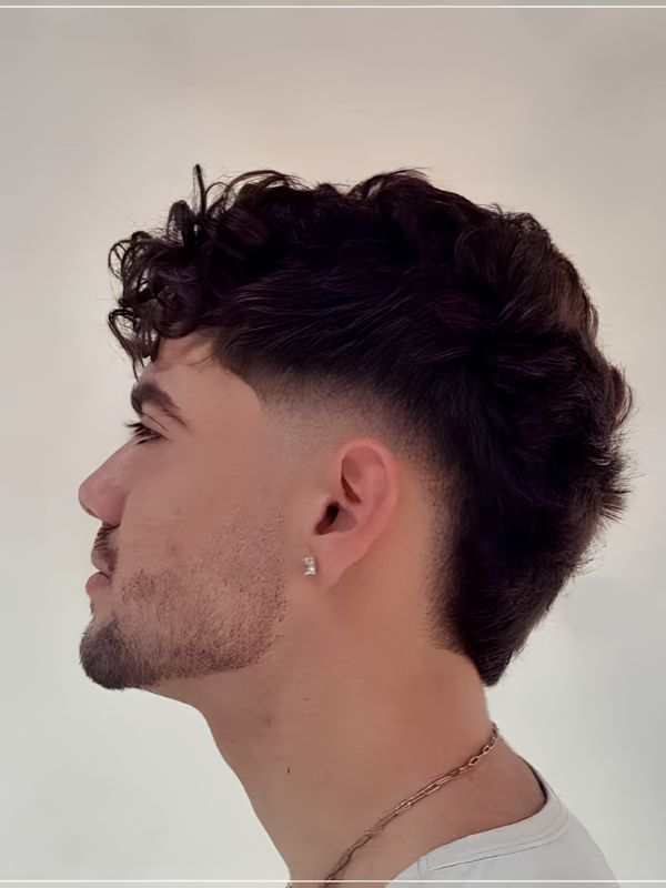Curly Low Taper Mullet Fade