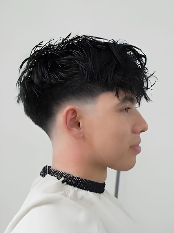 Low Taper Fade With Asian Fringe