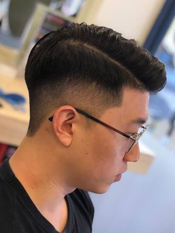 Low Taper Fade With Asian Side Part