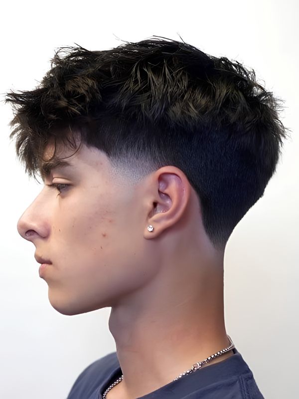 Messy French Crop Low Taper Fade