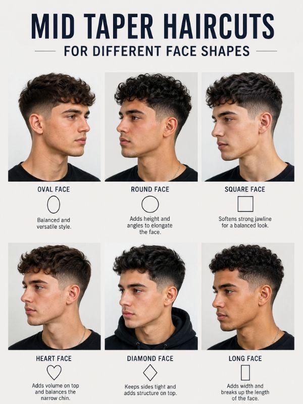 Mid Taper Haircuts for Different Face Shapes