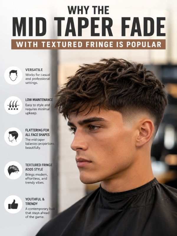 Why the Mid Taper Fade with Textured Fringe is Popular
