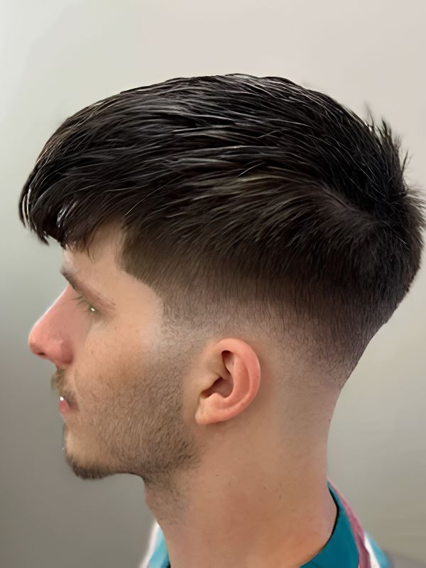Blunt Fringe with Low Taper Fade