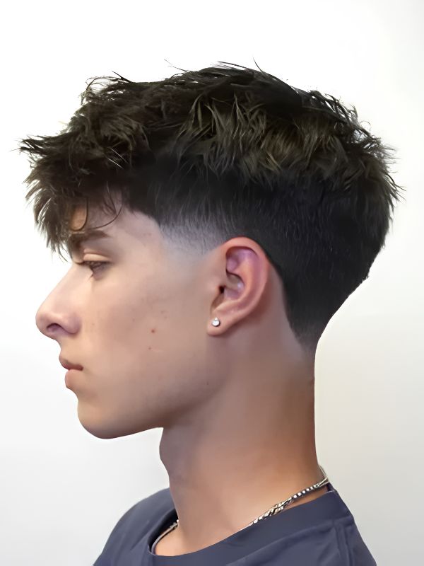 Burst Fade Caesar Cut for Thick Hair