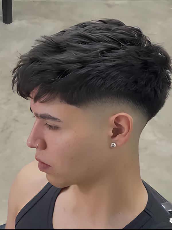 Burst Fade Crew Cut for Thick Hair