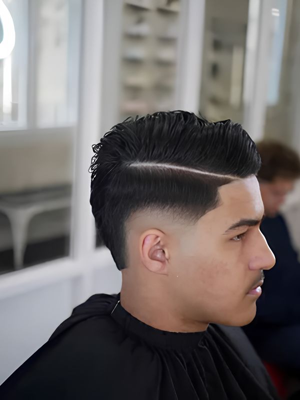 Burst Fade Hard Part for Thick Hair