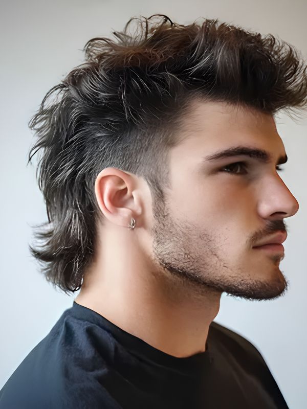 Burst Fade Mullet with Beard