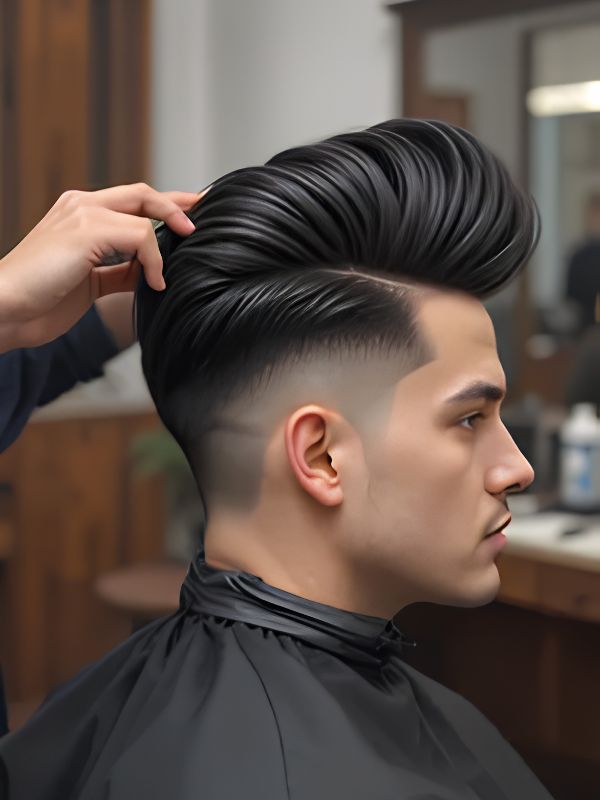 Burst Fade Pompadour for Thick Hair