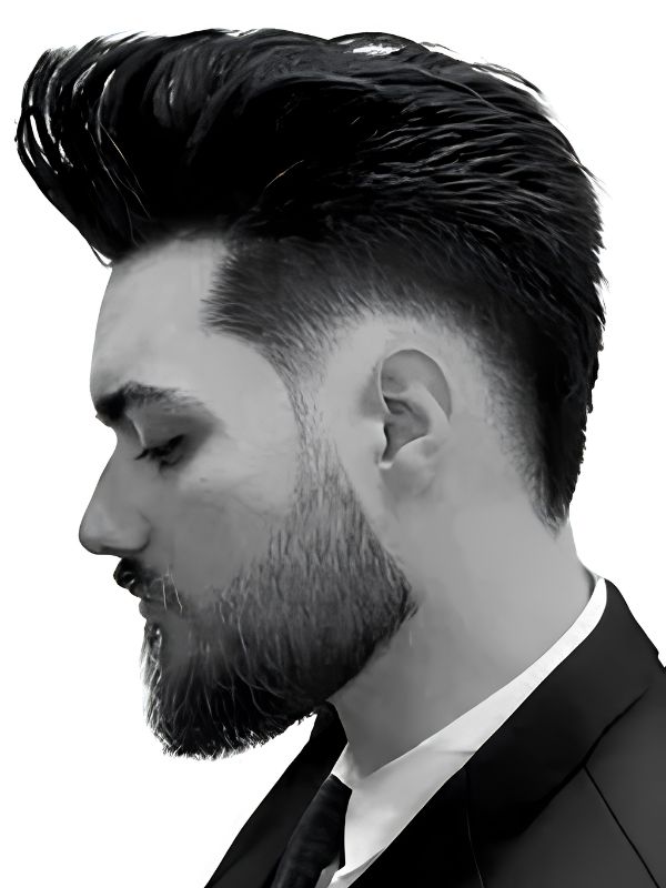 Burst Fade Pompadour for Thick Hair