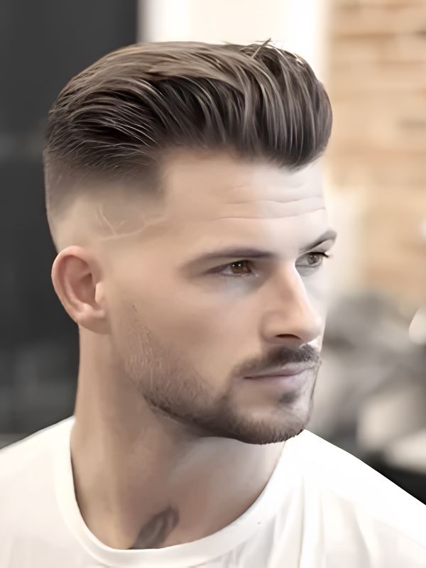 Burst Fade Pompadour for Thin Hair