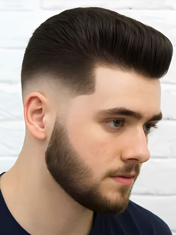 Burst Fade Pompadour with Razor Part