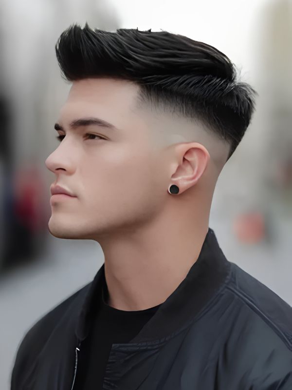 Burst Fade Quiff for Thick Hair