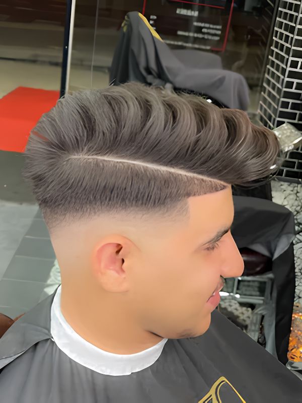 Burst Fade Side Part for Thick Hair