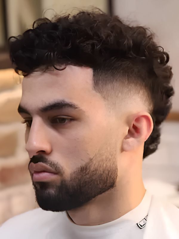 Curly Burst Fade Pompadour