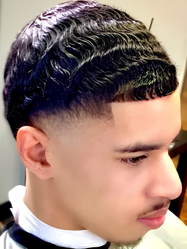 High Taper Fade With Waves
