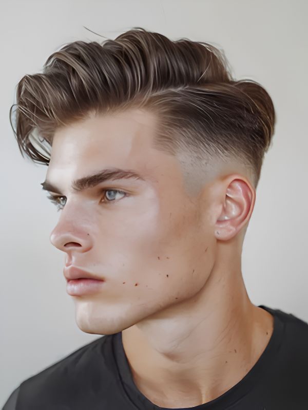 Sharp Burst Fade Undercut Straight Hair