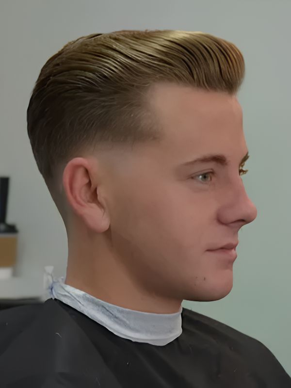 Slick Back Burst Fade Pompadour