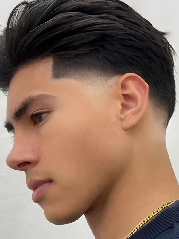 Straight Hair Burst Fade Pompadour