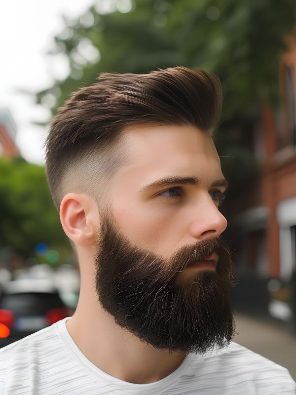 Temple Burst Fade with Beard