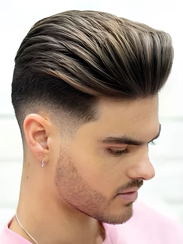 Textured Burst Fade Pompadour